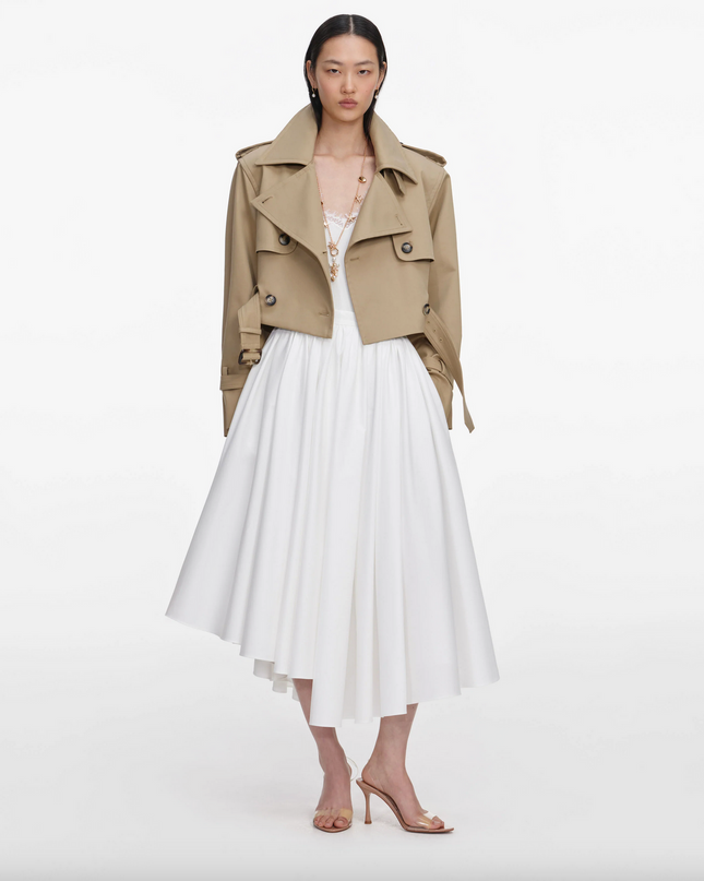 Beige Cropped Trench Jacket