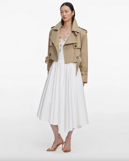 Beige Cropped Trench Jacket