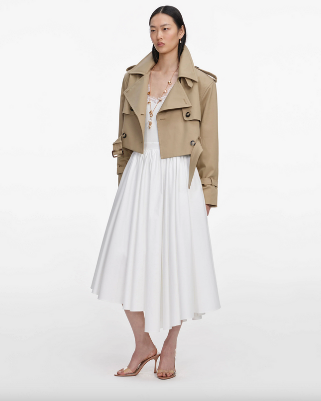 Beige Cropped Trench Jacket