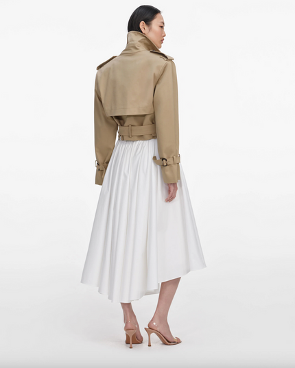 Beige Cropped Trench Jacket