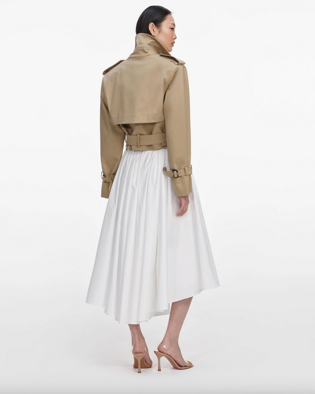 Beige Cropped Trench Jacket