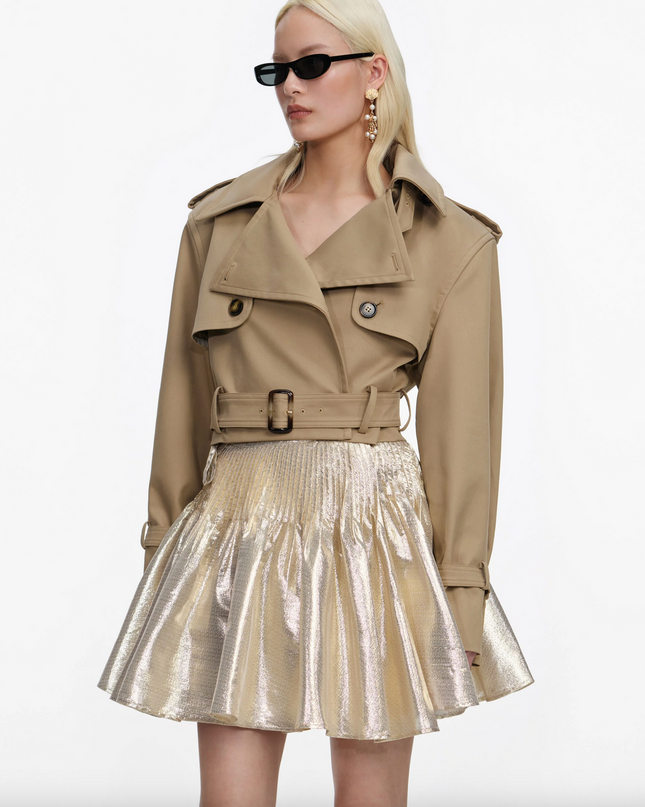 Beige Cropped Trench Jacket