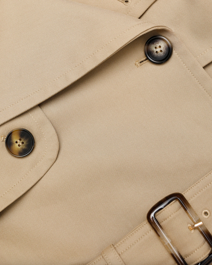 Beige Cropped Trench Jacket