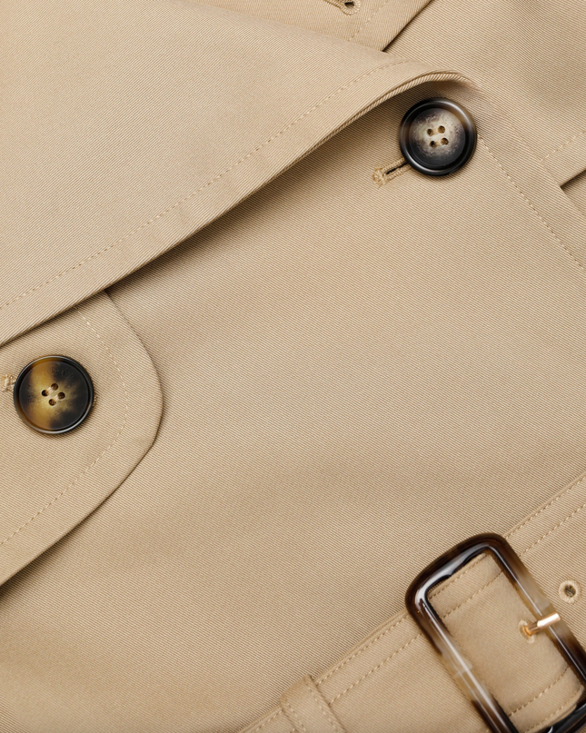 Beige Cropped Trench Jacket