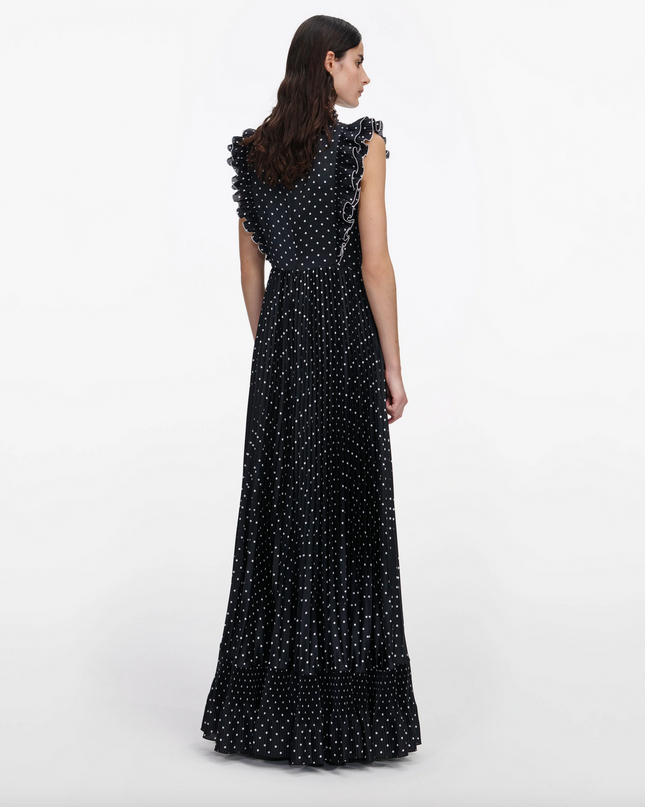 Black Polka Dot Frill Maxi Dress