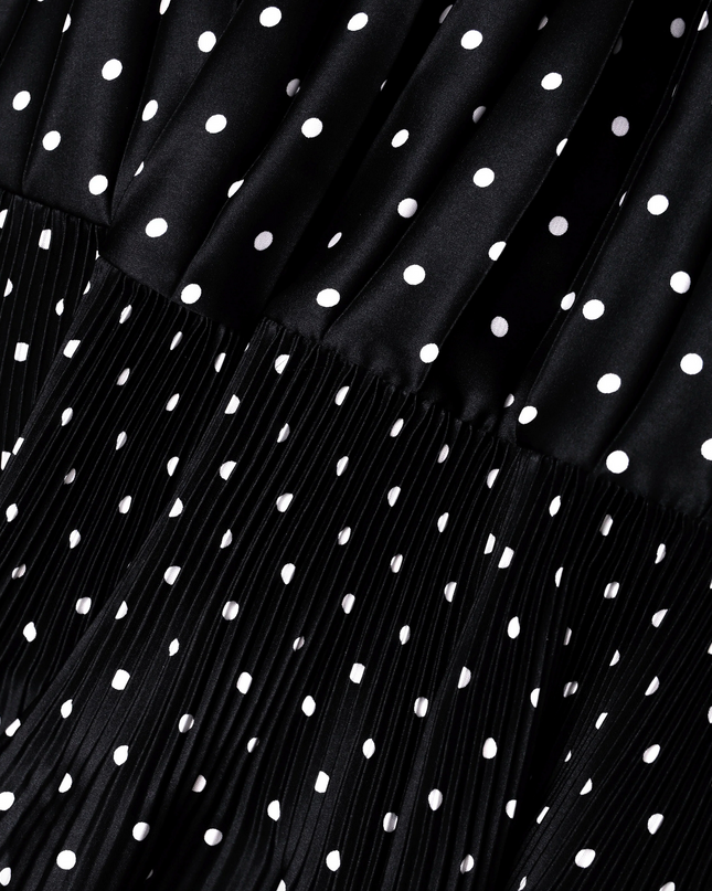 Black Polka Dot Frill Maxi Dress