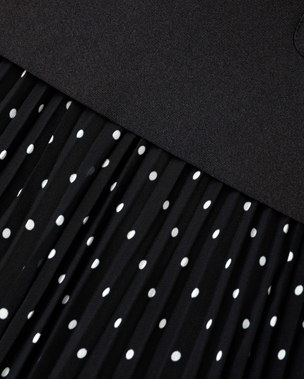 Black Taffeta Polka Dot Midi Dress