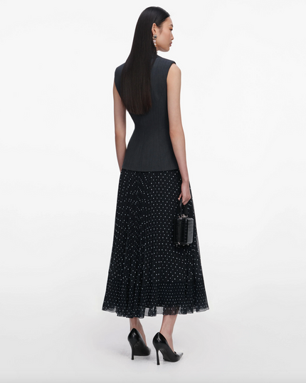 Grey Tailored Polka Dot Midi Dress