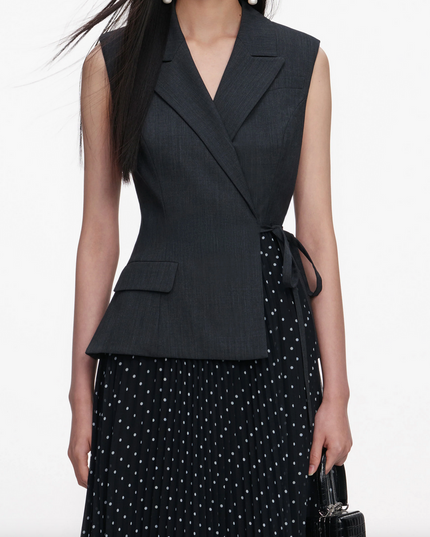 Grey Tailored Polka Dot Midi Dress
