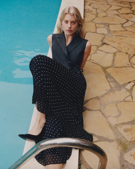 Grey Tailored Polka Dot Midi Dress