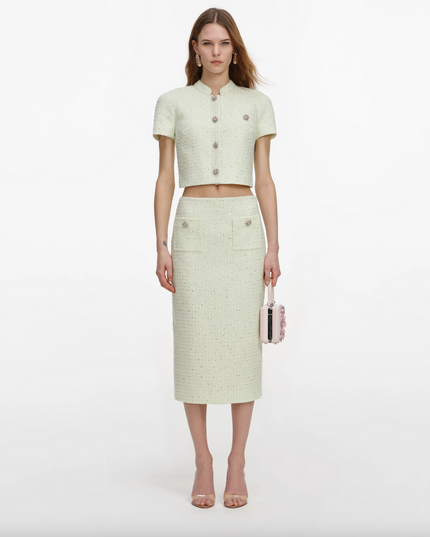 Lime Boucle Midi Skirt