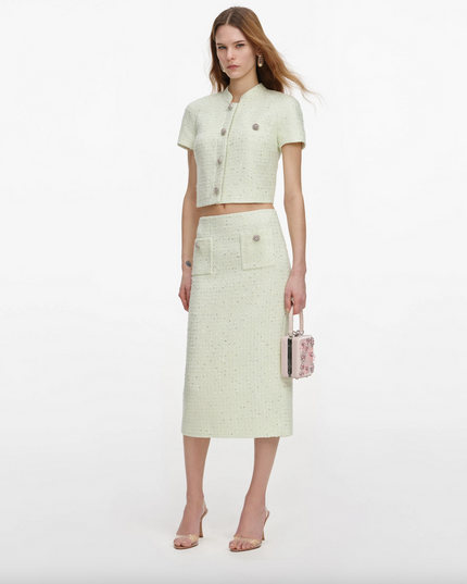 Lime Boucle Midi Skirt