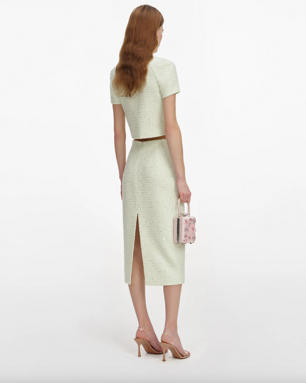 Lime Boucle Midi Skirt