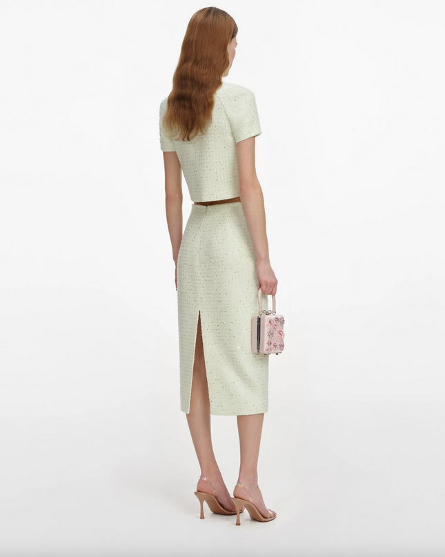 Lime Boucle Midi Skirt