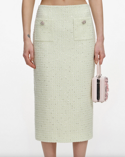 Lime Boucle Midi Skirt