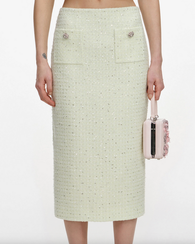 Lime Boucle Midi Skirt