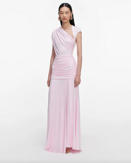 Pink Jersey Draped Maxi Dress