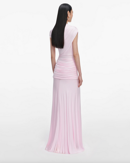 Pink Jersey Draped Maxi Dress