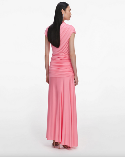 Pink Jersey Gathered Maxi Skirt