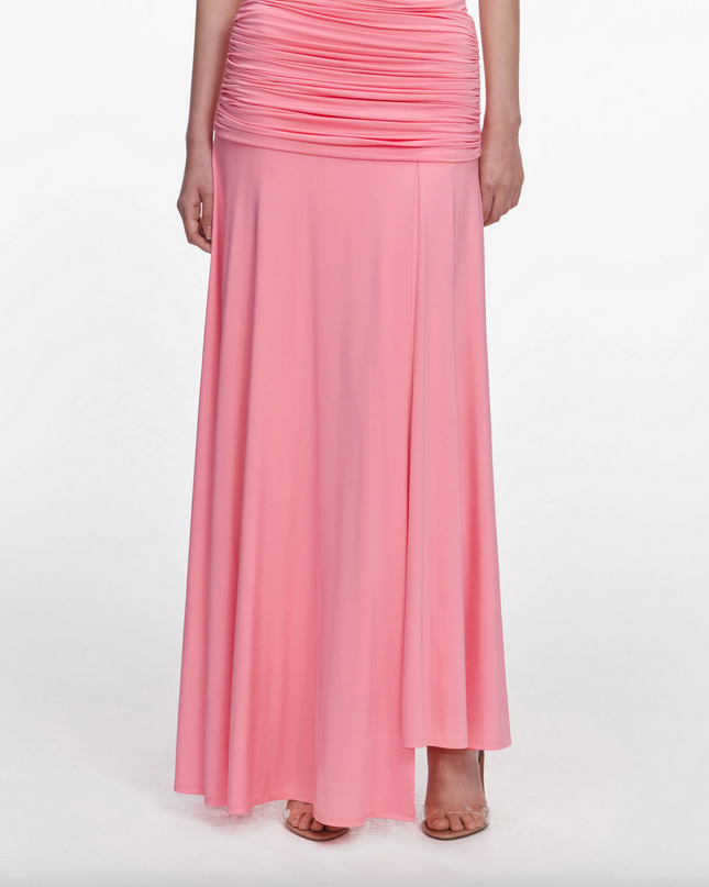 Pink Jersey Gathered Maxi Skirt