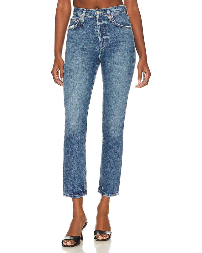 Riley Long High Rise Straight Jeans In Moor