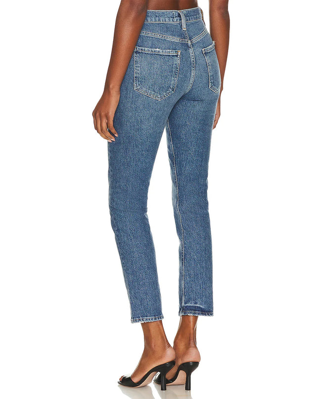 Riley Long High Rise Straight Jeans In Moor