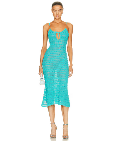 Beaded Strappy Knit Midi Dress
