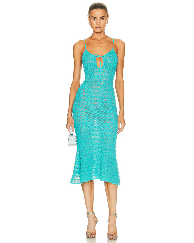 Beaded Strappy Knit Midi Dress