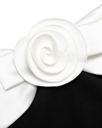 Black Crepe Flower Maxi Dress
