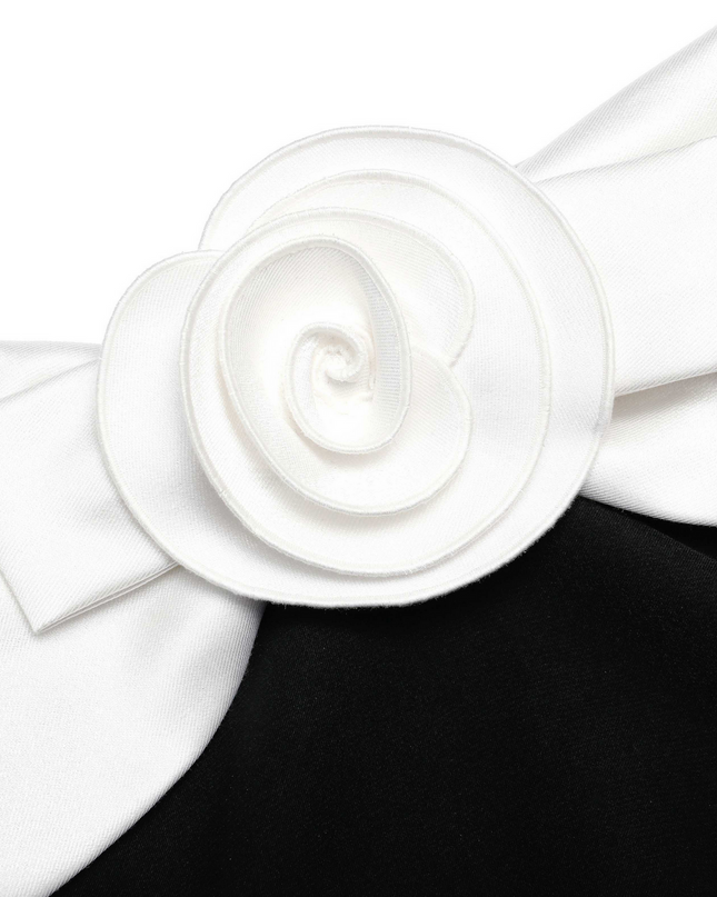 Black Crepe Flower Maxi Dress