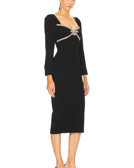 Black Diamante Bow Midi Dress