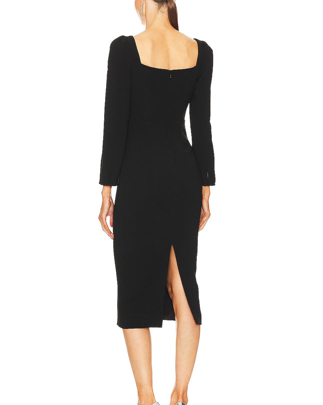 Black Diamante Bow Midi Dress