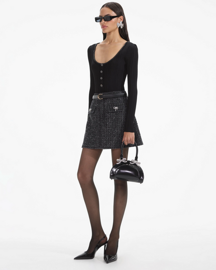 Black Embellished Knit Top