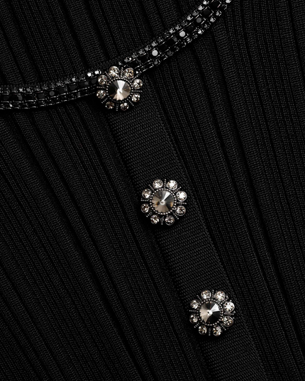 Black Embellished Knit Top