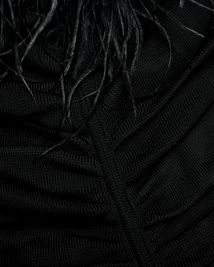 Black Feather Viscose Knit Top