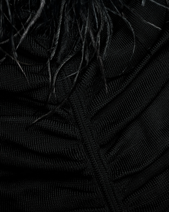 Black Feather Viscose Knit Top
