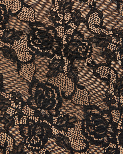 Black Floral Lace Midi Skirt