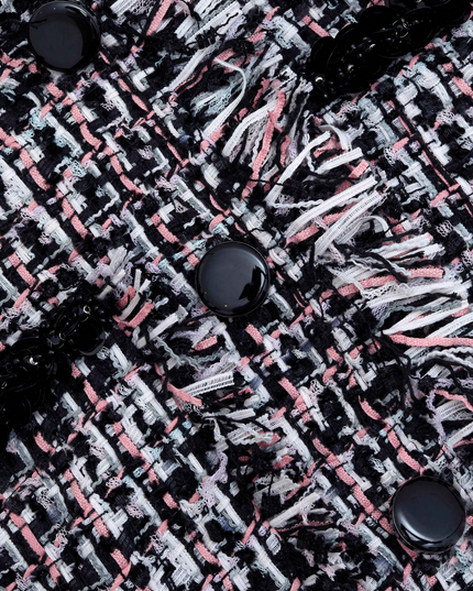 Black Fringed Boucle Short