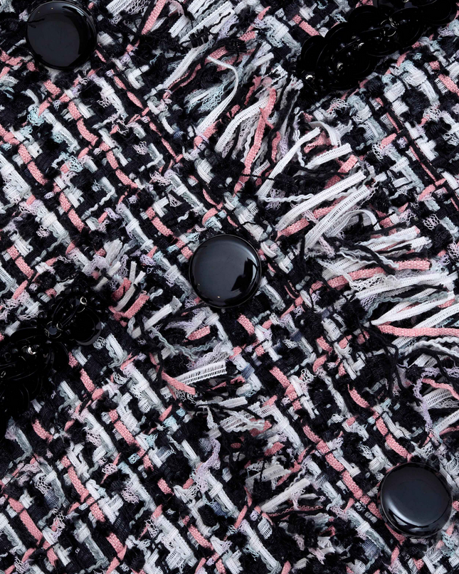 Black Fringed Boucle Short