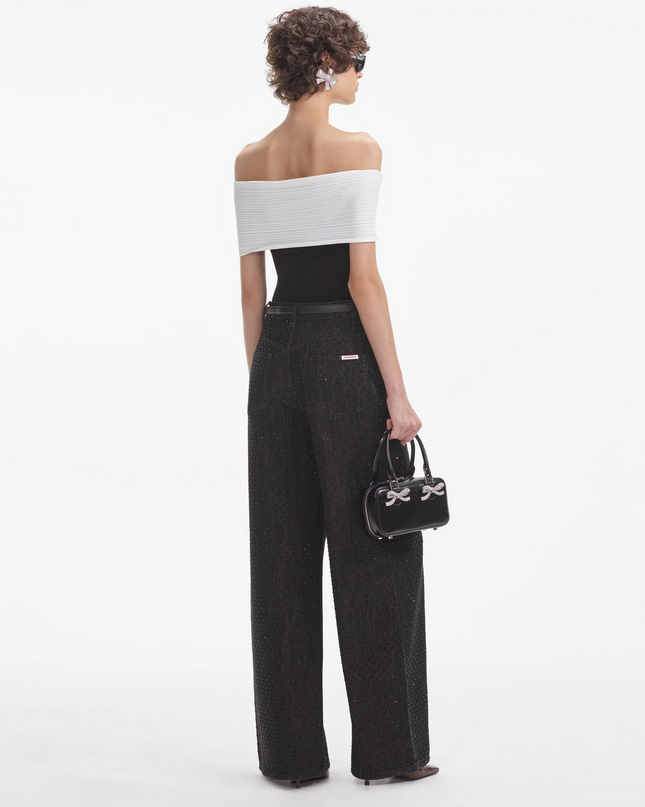 Black Knit Bow Top