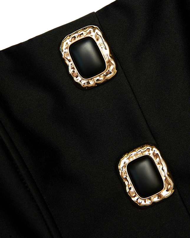 Black Taffeta Bandeau Midi Dress