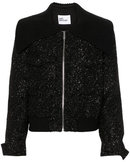 Black Tinsel Boucle Bomber