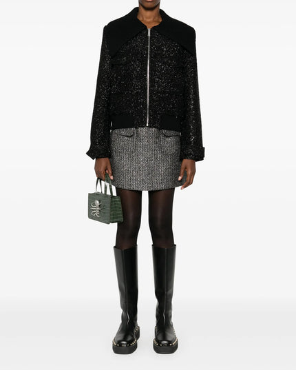 Black Tinsel Boucle Bomber