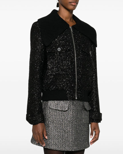 Black Tinsel Boucle Bomber