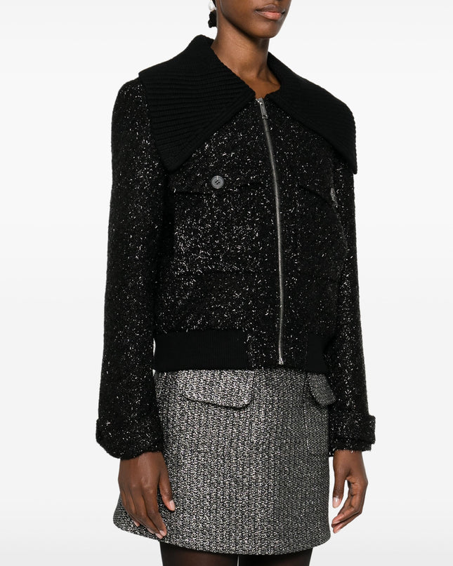 Black Tinsel Boucle Bomber