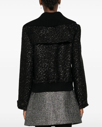 Black Tinsel Boucle Bomber