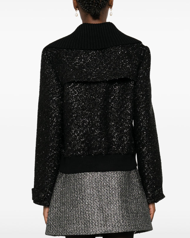 Black Tinsel Boucle Bomber