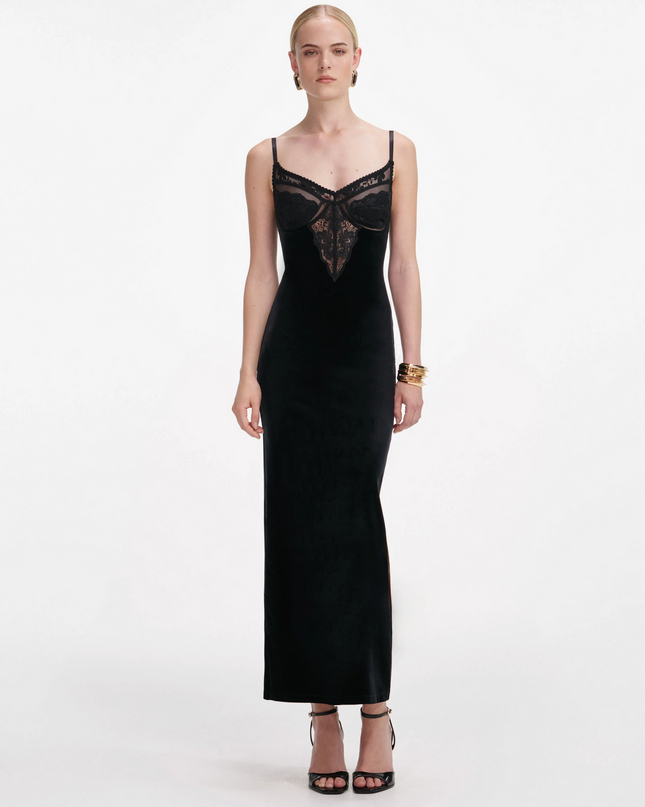 Black Velvet Strappy Midi Dress