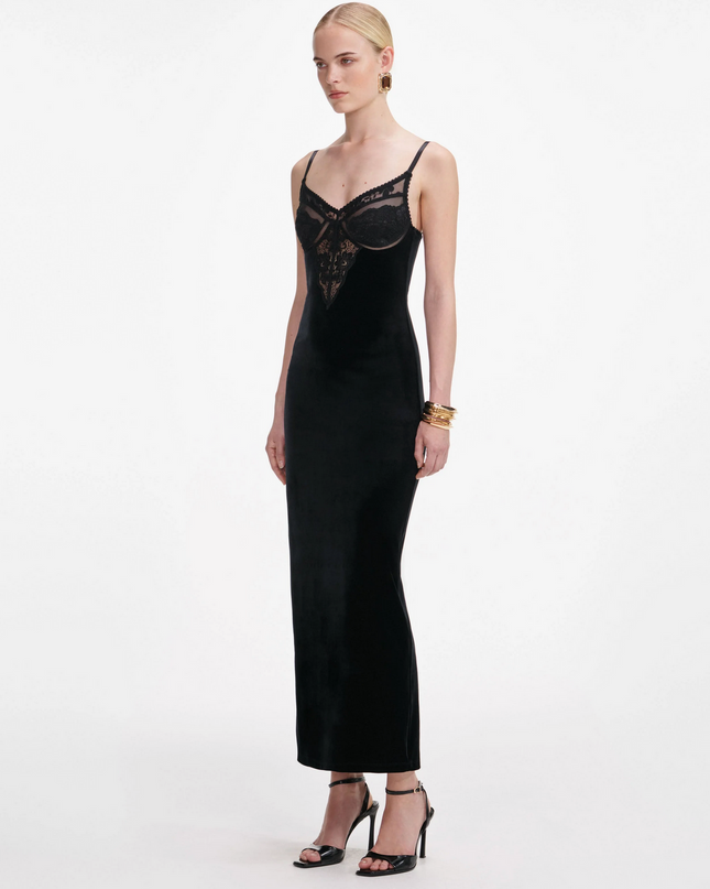 Black Velvet Strappy Midi Dress