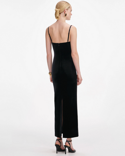 Black Velvet Strappy Midi Dress